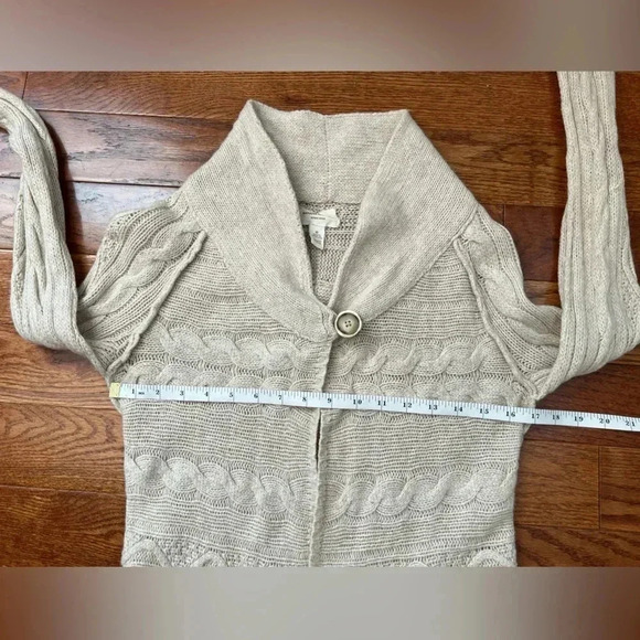 Y2k Banana Republic Alpaca Blend Cable Knit Babydoll Cardigan Sweater Sz M - Picture 6 of 8